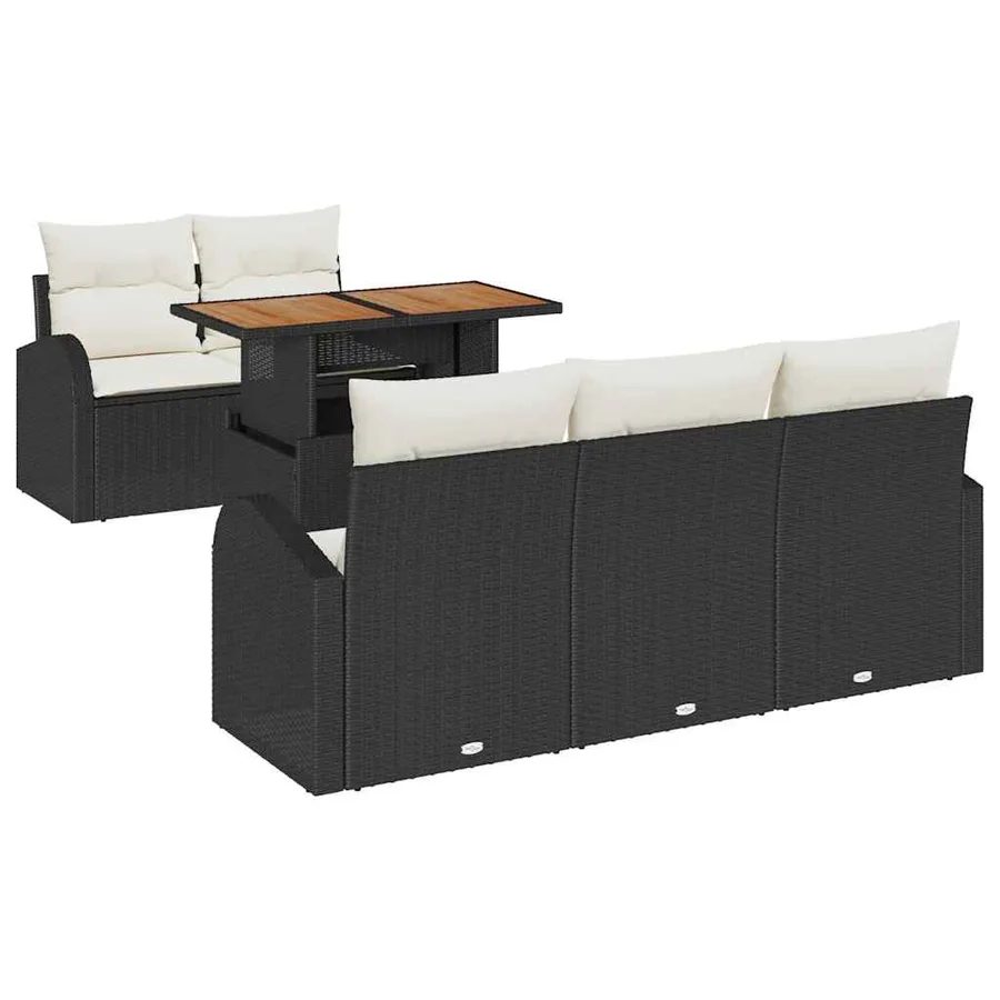 Ensemble de canapé de jardin 6 pcs Noir Poly rotin - 2
