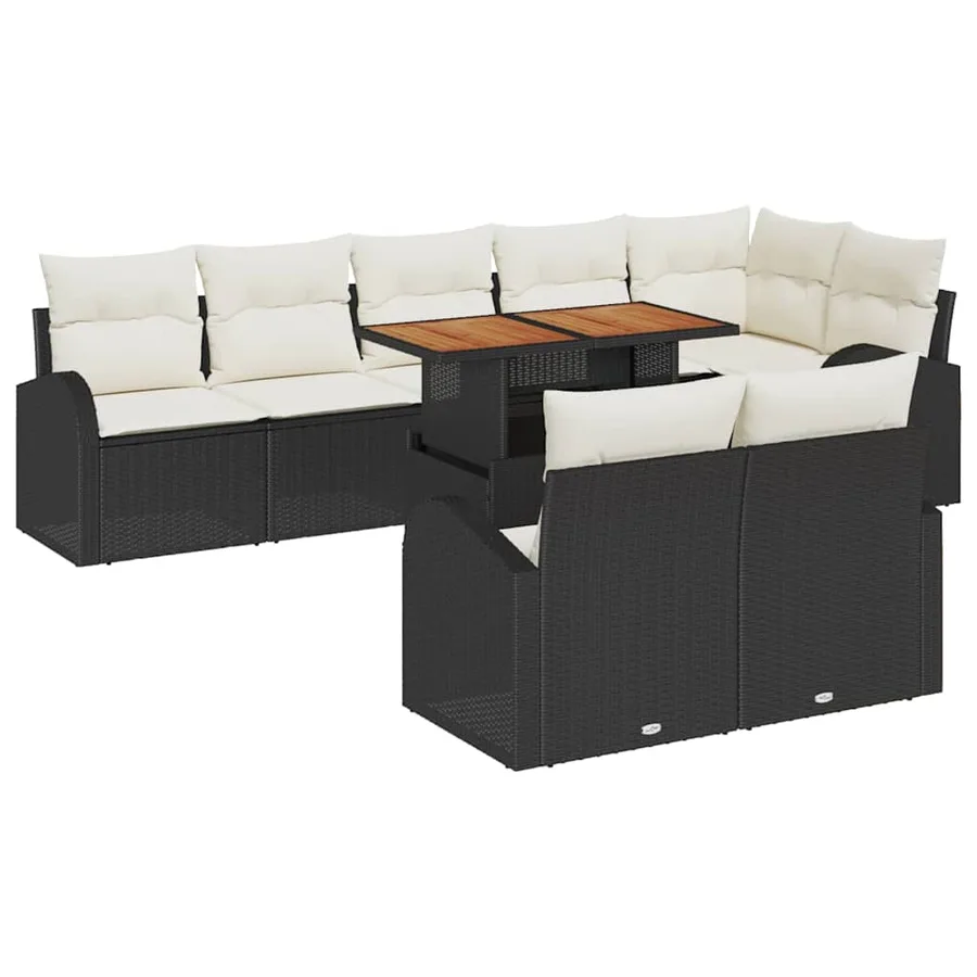 Ensemble de canapé de jardin 9 pcs Noir Poly rotin - 2