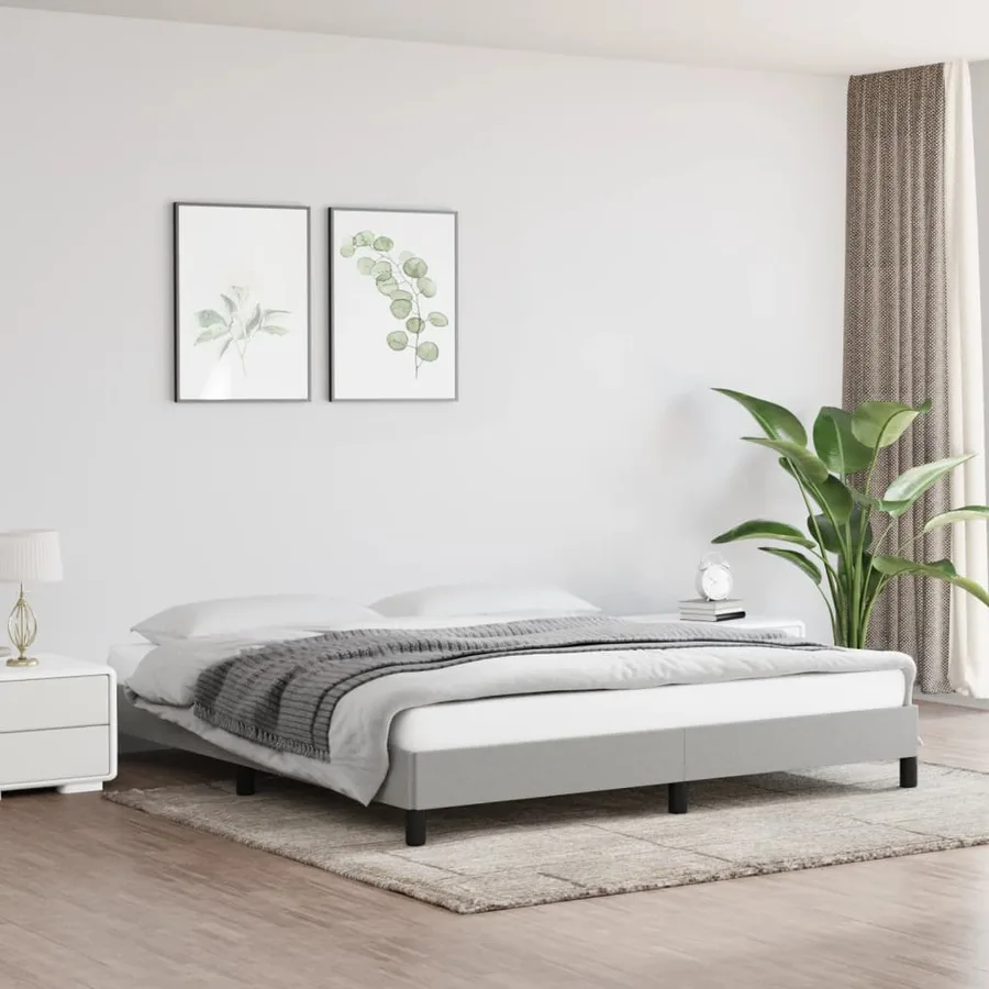 Cadre de lit sans matelas gris clair 160x200 cm tissu - 2