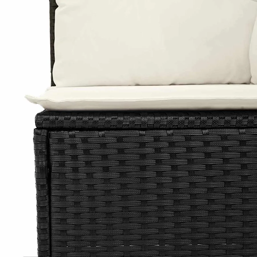 Ensemble de canapé de jardin 9 pcs Noir Poly rotin - 10