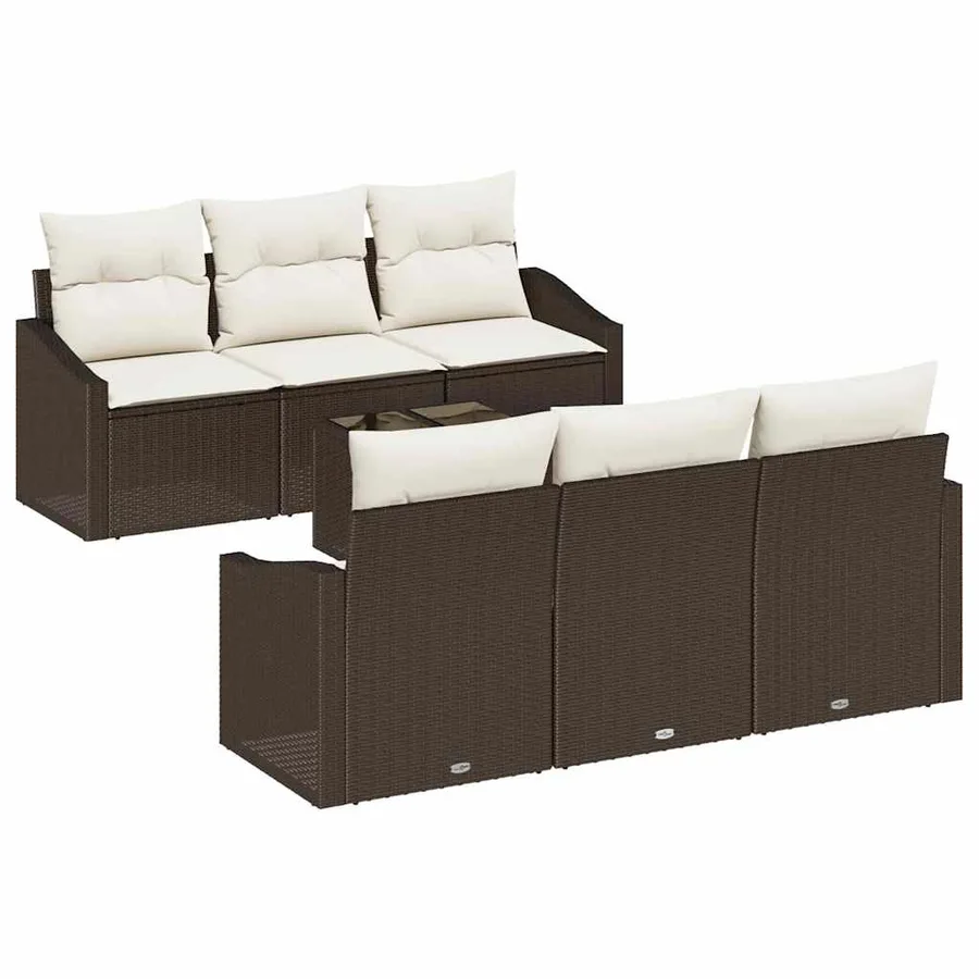Ensemble de Canapés 7 pcs Marron et Crème polyrotin - 2