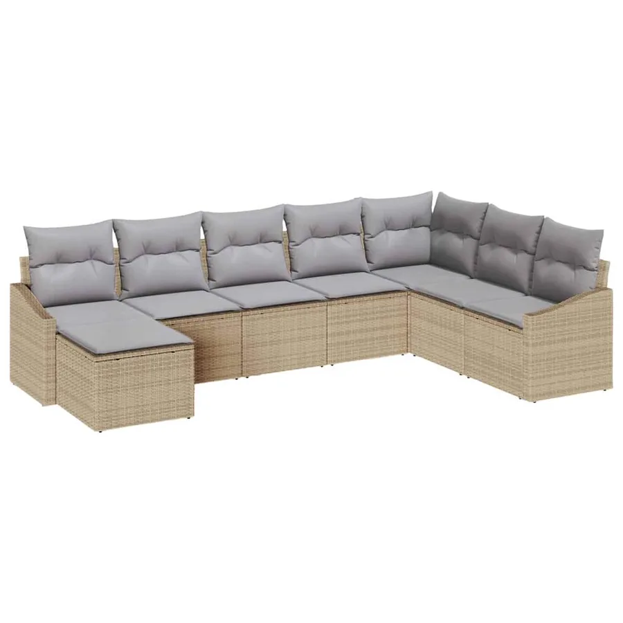 Ensemble de Canapés avec coussin 8 pcs Beige polyrotin - 2