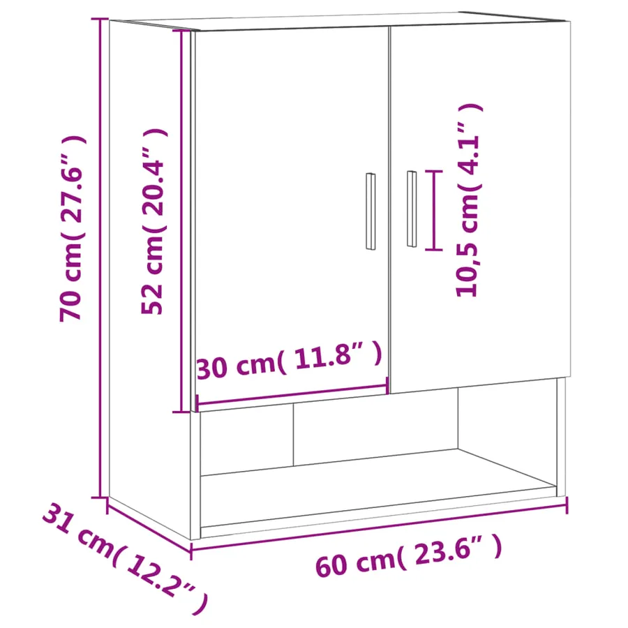 Armoire murale blanc 60x31x70 cm bois d'ingénierie - 12