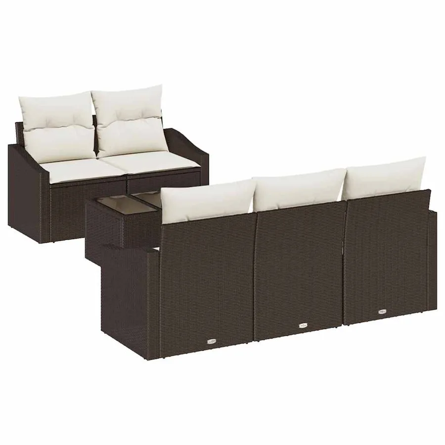 Ensemble de Canapés 6 pcs Marron et Crème polyrotin - 2