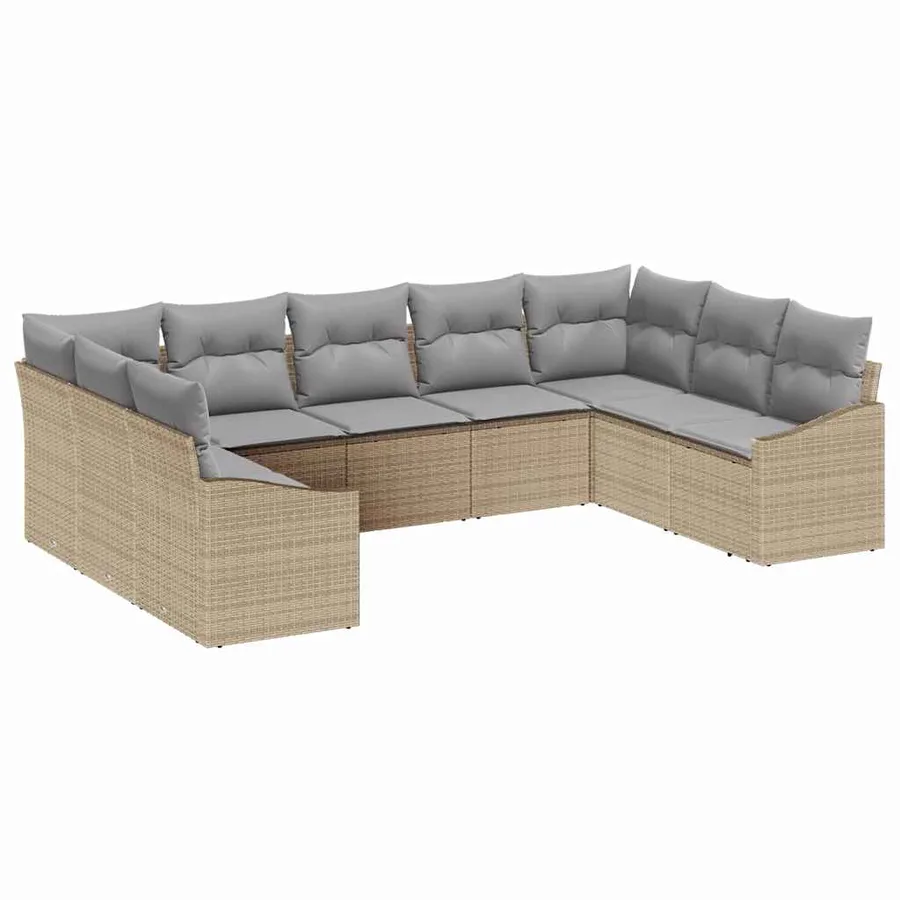 Ensemble de Canapés avec coussin 9 pcs Beige polyrotin - 2