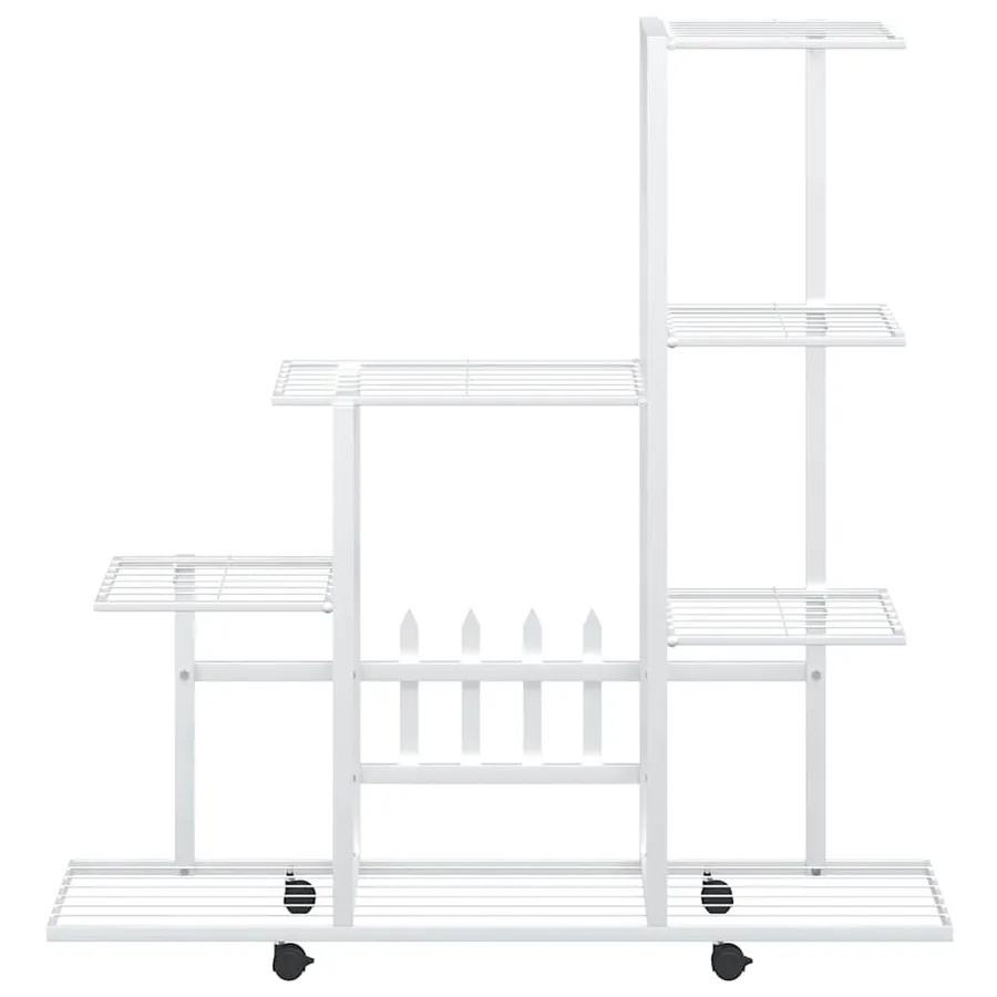 Support pour plantes sur roues 94,5x25x92,5 cm Blanc Métal - 5