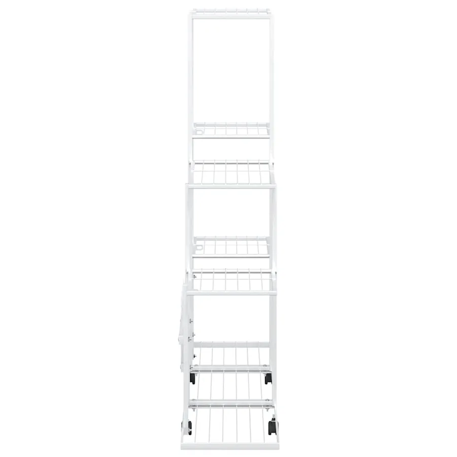 Support pour plantes sur roues 94,5x25x92,5 cm Blanc Métal - 6