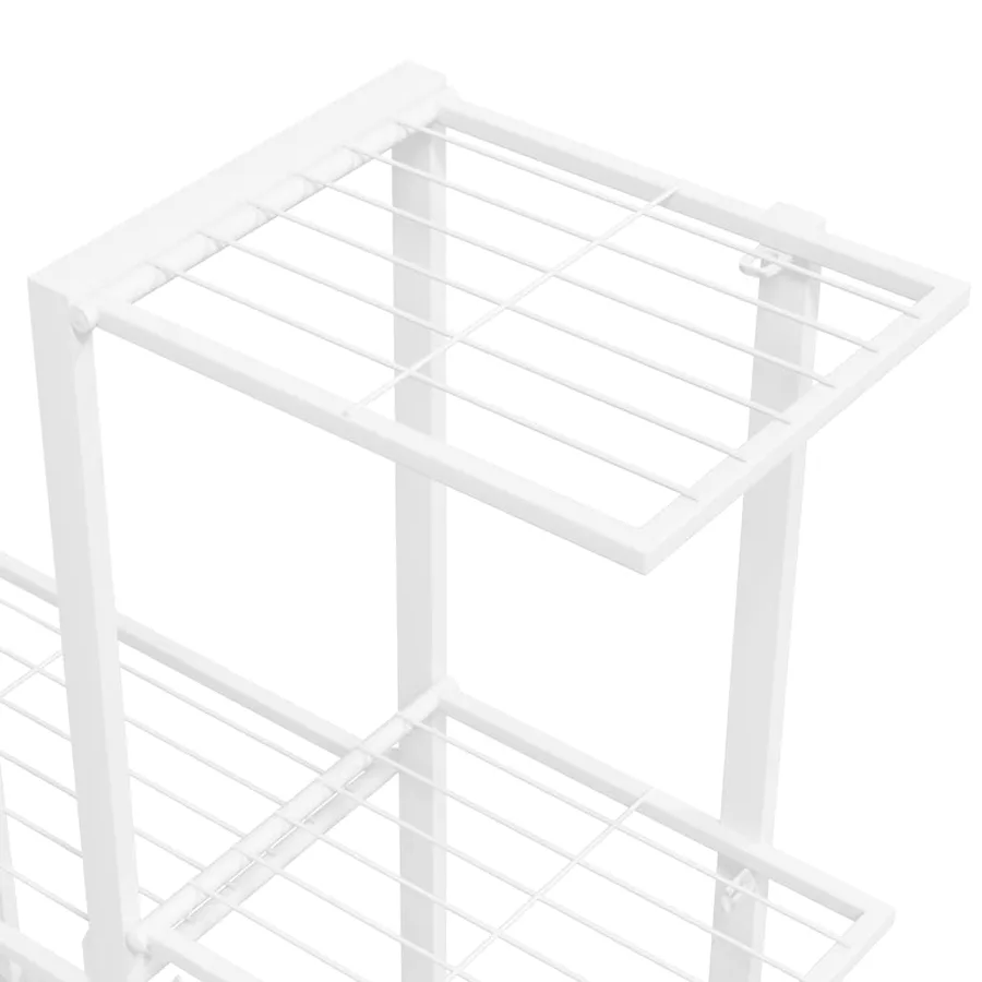 Support pour plantes sur roues 94,5x25x92,5 cm Blanc Métal - 8