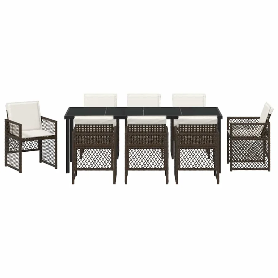 Ensemble de salle à manger pour jardin 9 pcs Marron polyrotin - 7