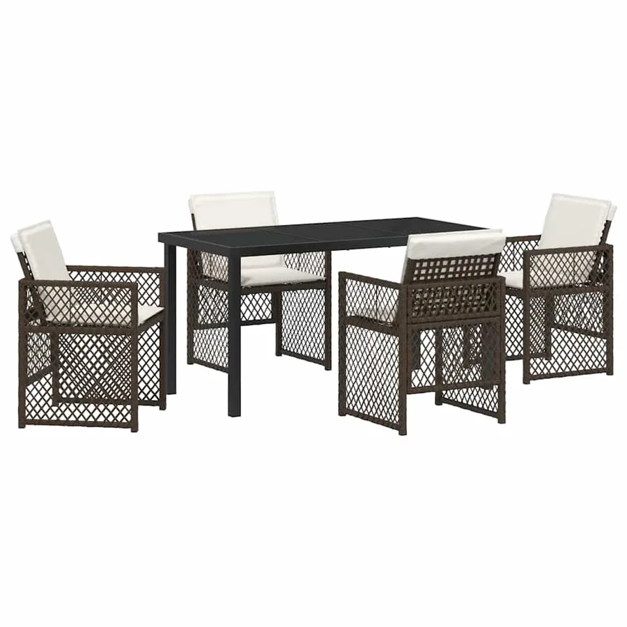 Ensemble de salle à manger pour jardin 5 pcs Marron polyrotin - 2