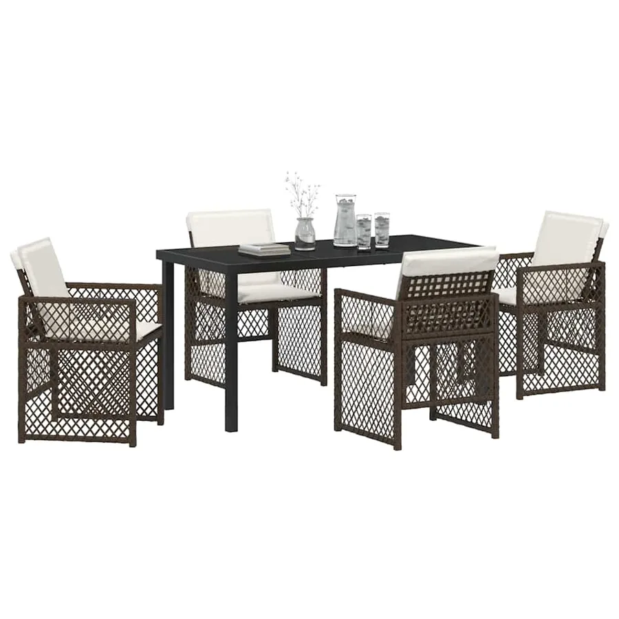 Ensemble de salle à manger pour jardin 5 pcs Marron polyrotin - 3