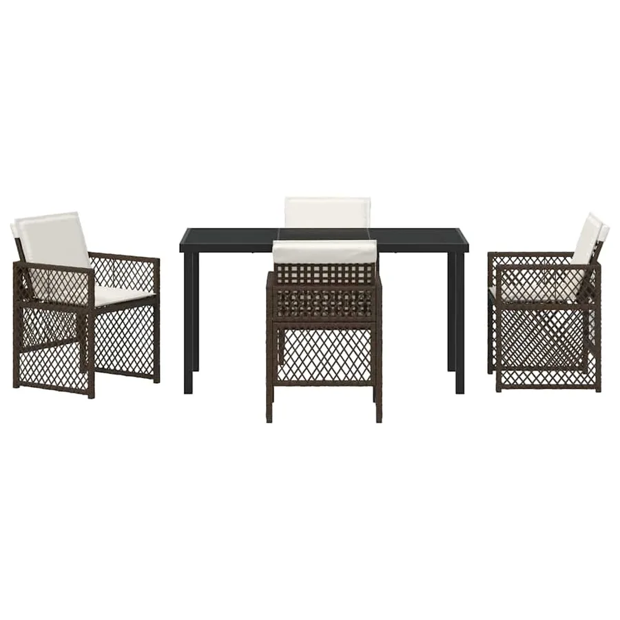 Ensemble de salle à manger pour jardin 5 pcs Marron polyrotin - 7