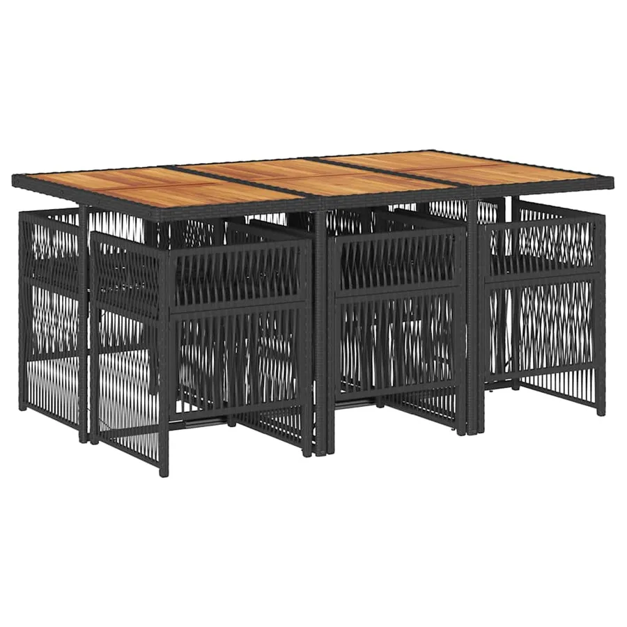 Ensemble à manger de jardin coussins 7pcs Noir Résine tressée - 3