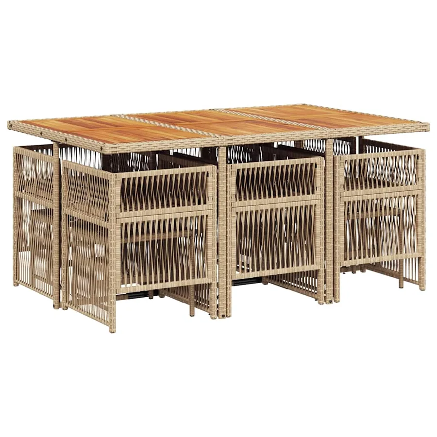 Ensemble à manger de jardin et coussins 11 pcs beige poly rotin - 3