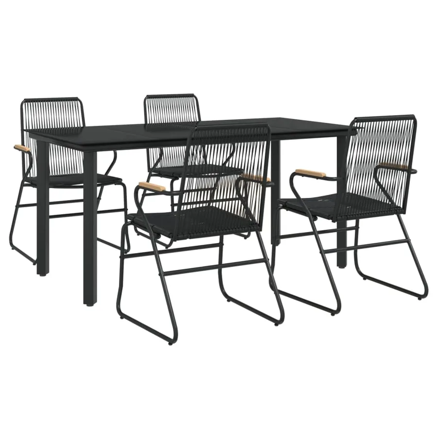 Ensemble à manger de jardin 5 pcs Noir Rotin PVC - 3