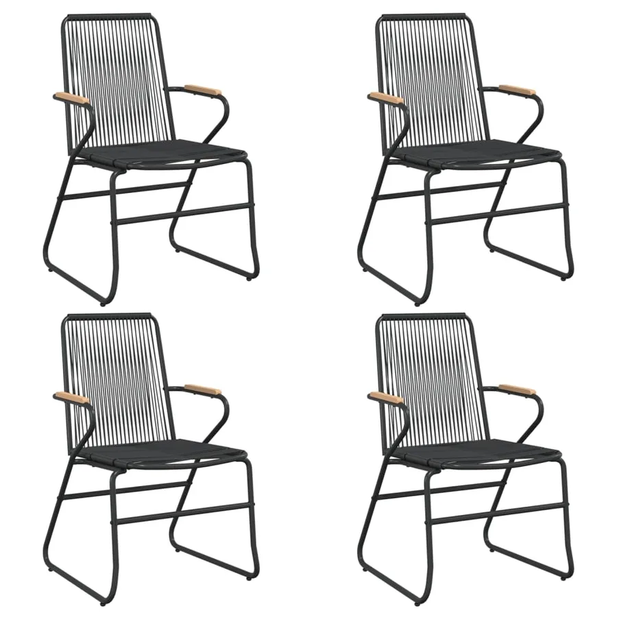 Ensemble à manger de jardin 5 pcs Noir Rotin PVC - 4