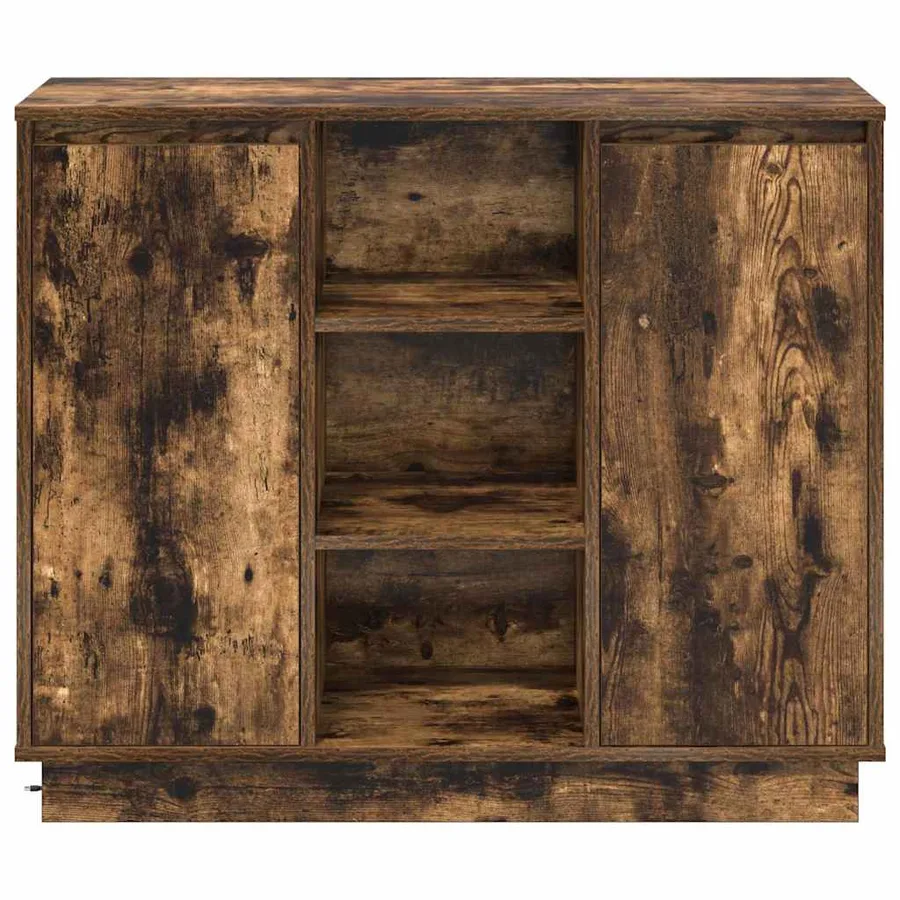 Buffet LED Chêne fumé 90 x 32 x 75 cm Bois d'ingénierie - 9