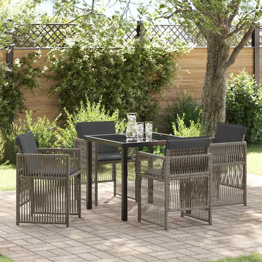 Ensemble de salle à manger pour jardin 5 pcs Gris