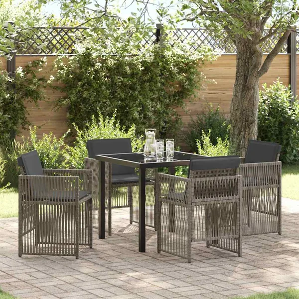 Ensemble de salle à manger pour jardin 5 pcs Gris