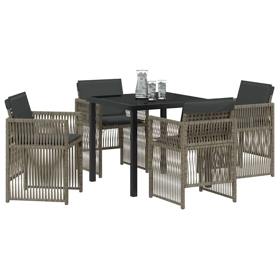 Ensemble de salle à manger pour jardin 5 pcs Gris - 3