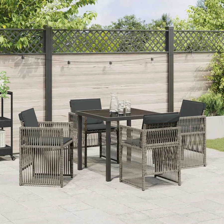 Ensemble de salle à manger pour jardin 5 pcs Gris - 4
