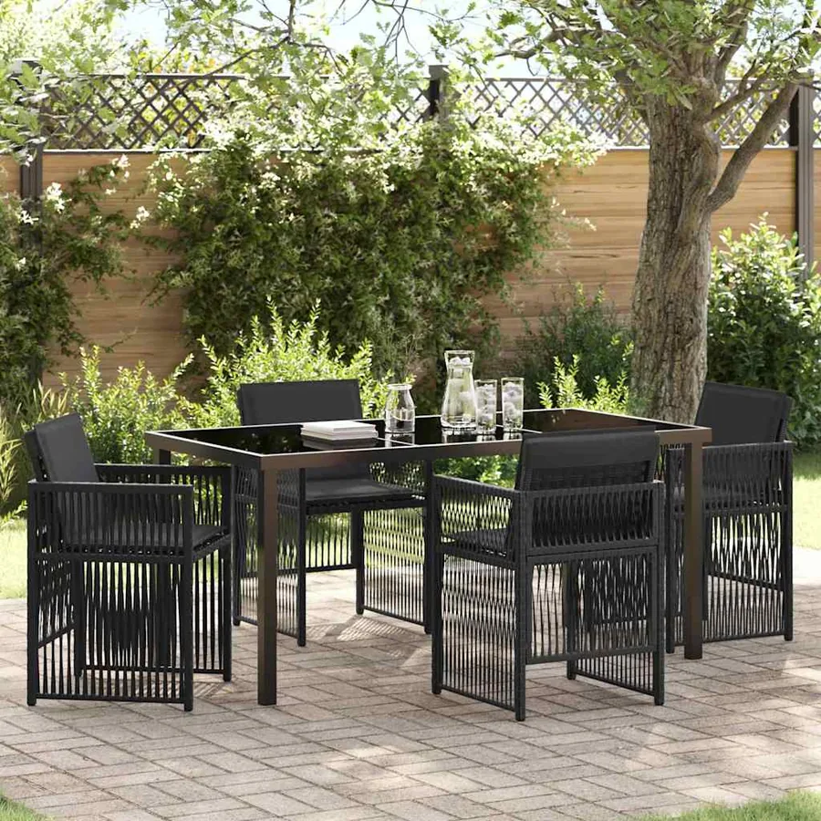 Ensemble de salle à manger pour jardin 5 pcs Noir