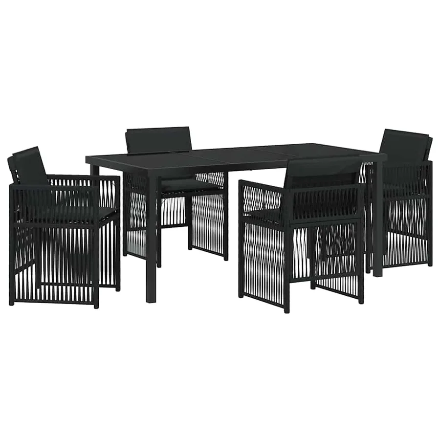 Ensemble de salle à manger pour jardin 5 pcs Noir - 2