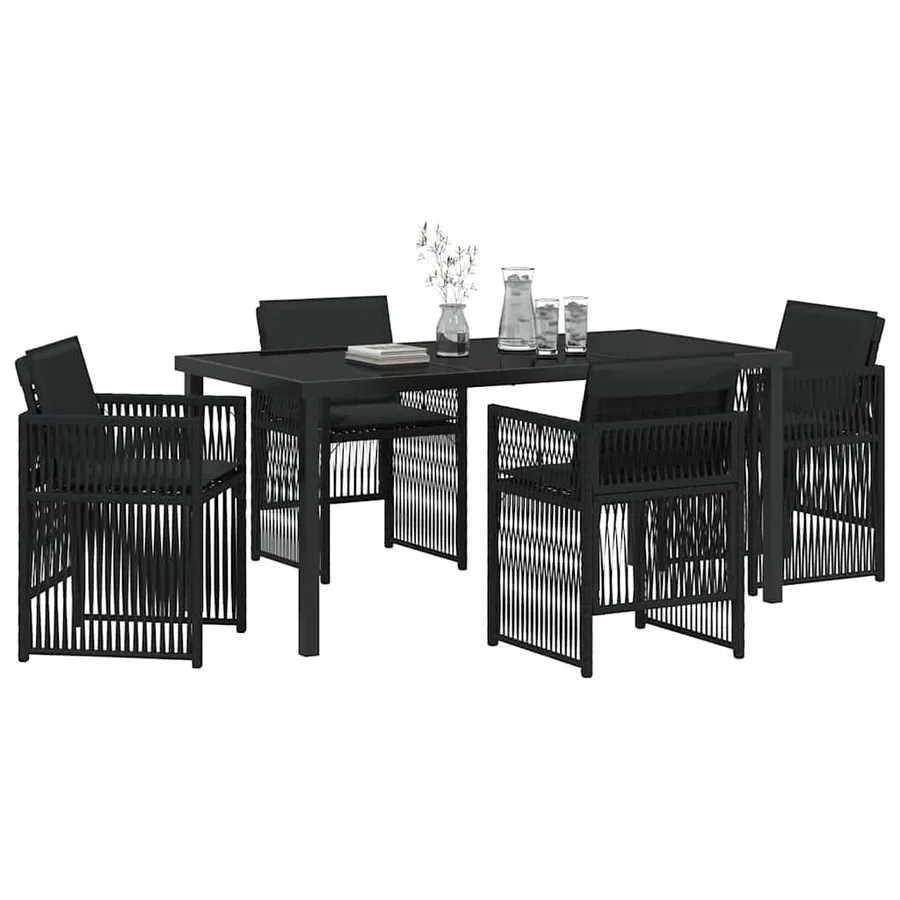 Ensemble de salle à manger pour jardin 5 pcs Noir - 3