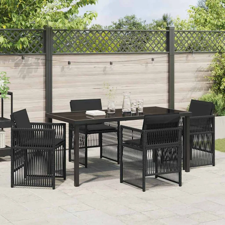 Ensemble de salle à manger pour jardin 5 pcs Noir - 4