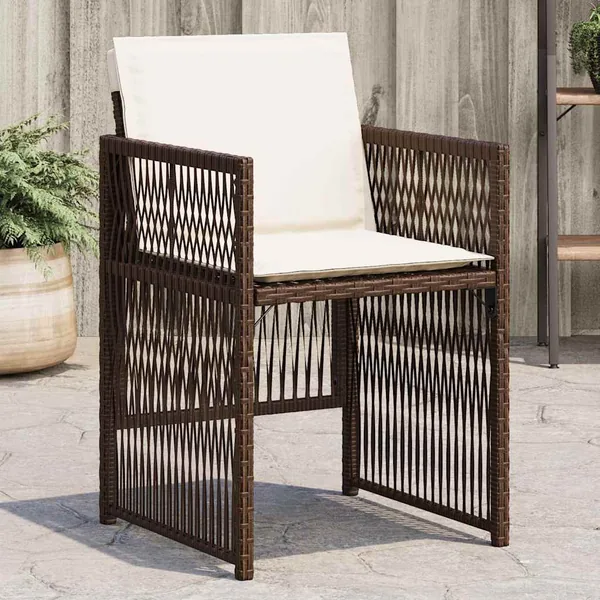 Chaises de jardin avec coussins lot de 4 marron résine tressée
