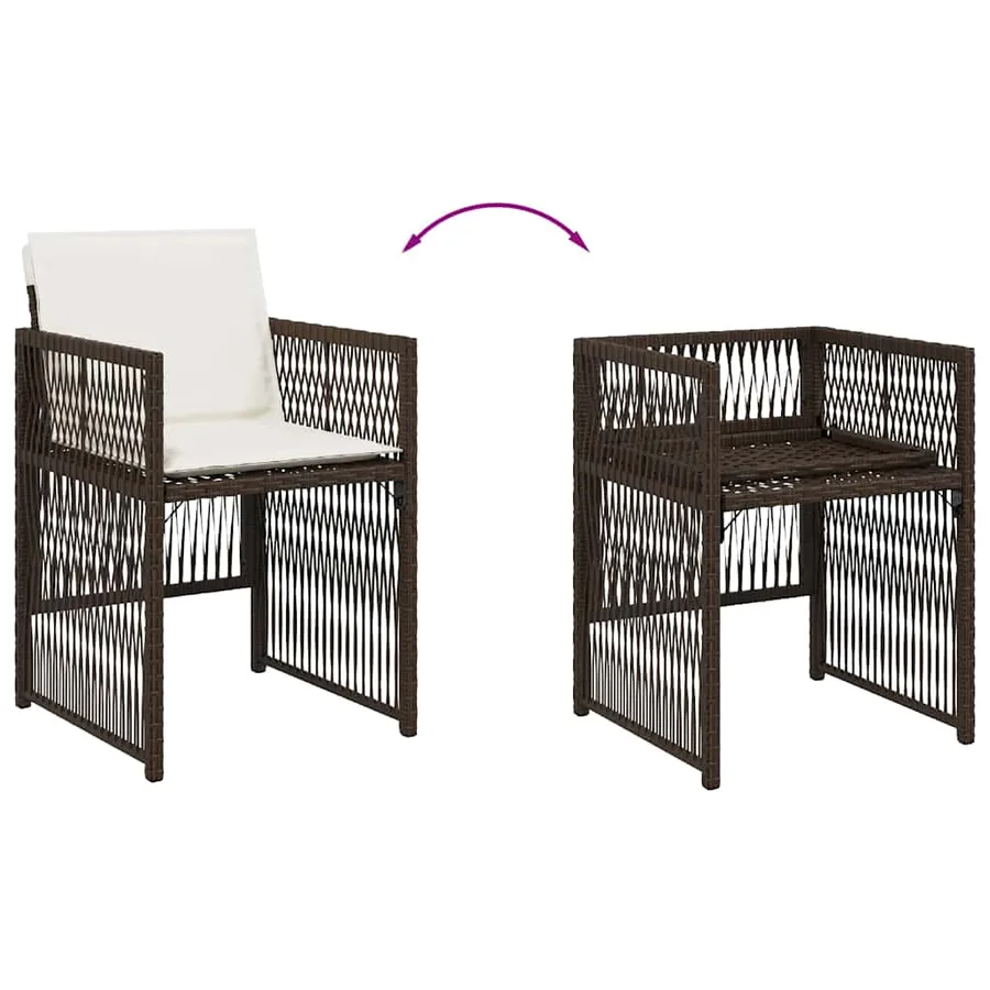 Chaises de jardin avec coussins lot de 4 marron résine tressée - 8