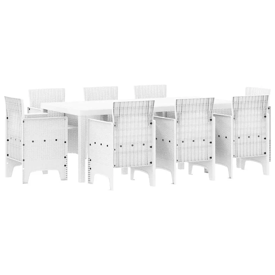 Ensemble de salle à manger pour jardin 9 pcs Blanc - 2