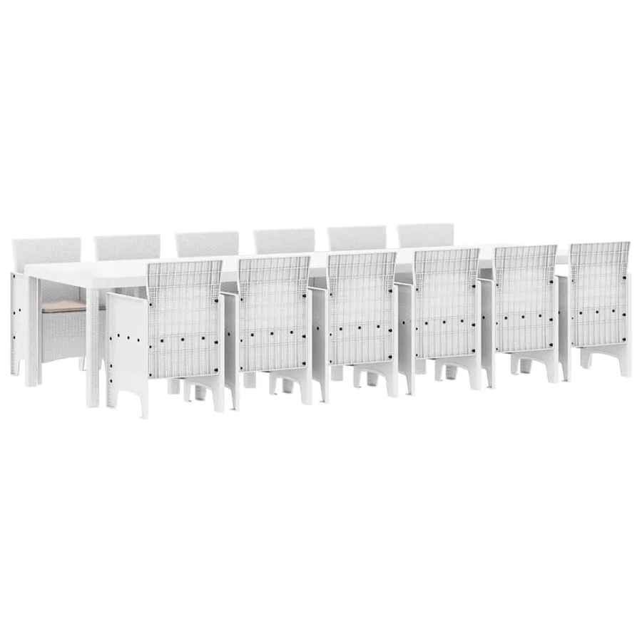 Ensemble de salle à manger pour jardin 13 pcs Blanc Rattan Polt - 2
