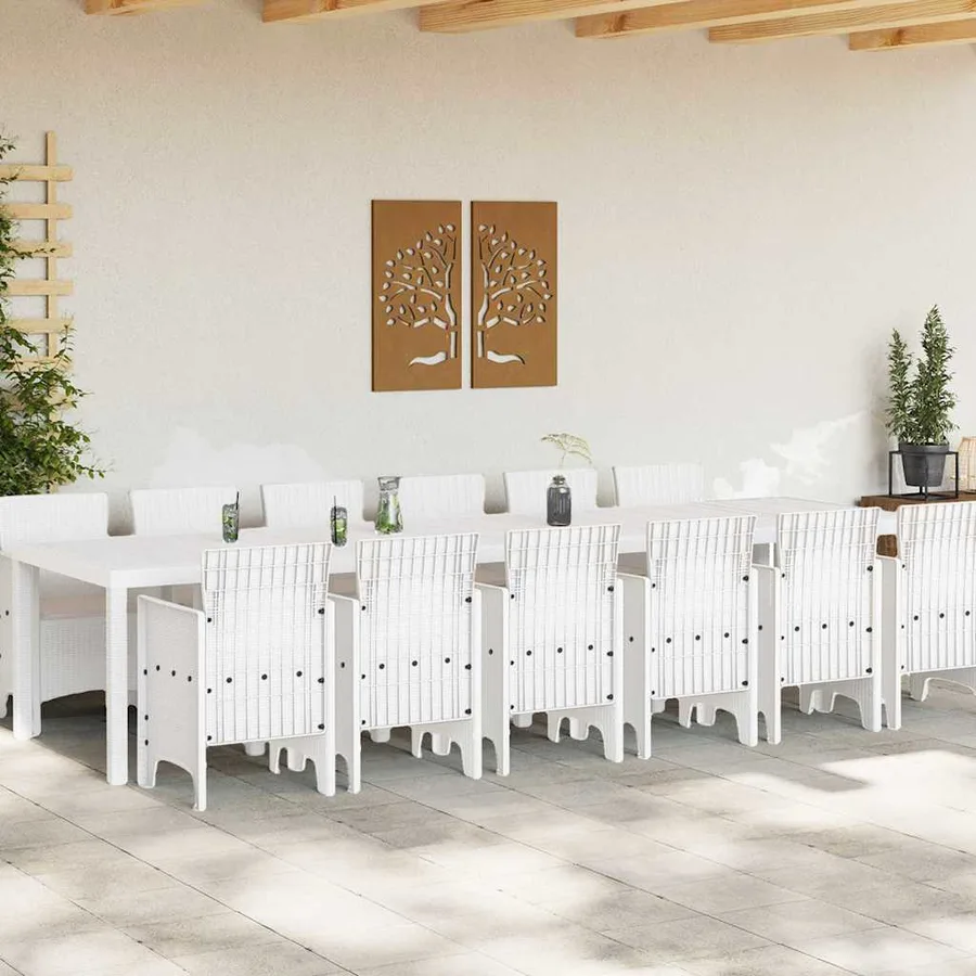 Ensemble de salle à manger pour jardin 13 pcs Blanc Rattan Polt - 3