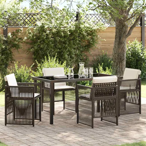 Ensemble de salle à manger pour jardin 5 pcs Marron