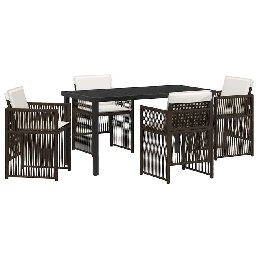 Ensemble de salle à manger pour jardin 5 pcs Marron - 2