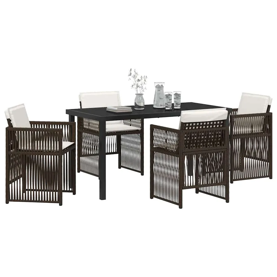 Ensemble de salle à manger pour jardin 5 pcs Marron - 3