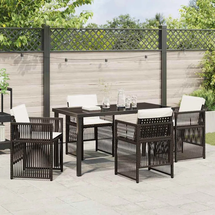 Ensemble de salle à manger pour jardin 5 pcs Marron - 4