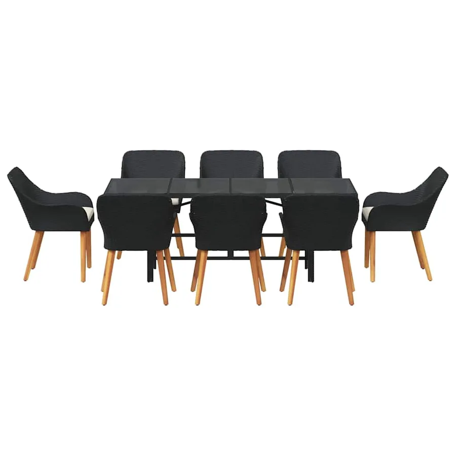 Ensemble de salle à manger pour jardin 9 pcs Noir polyrotin - 7