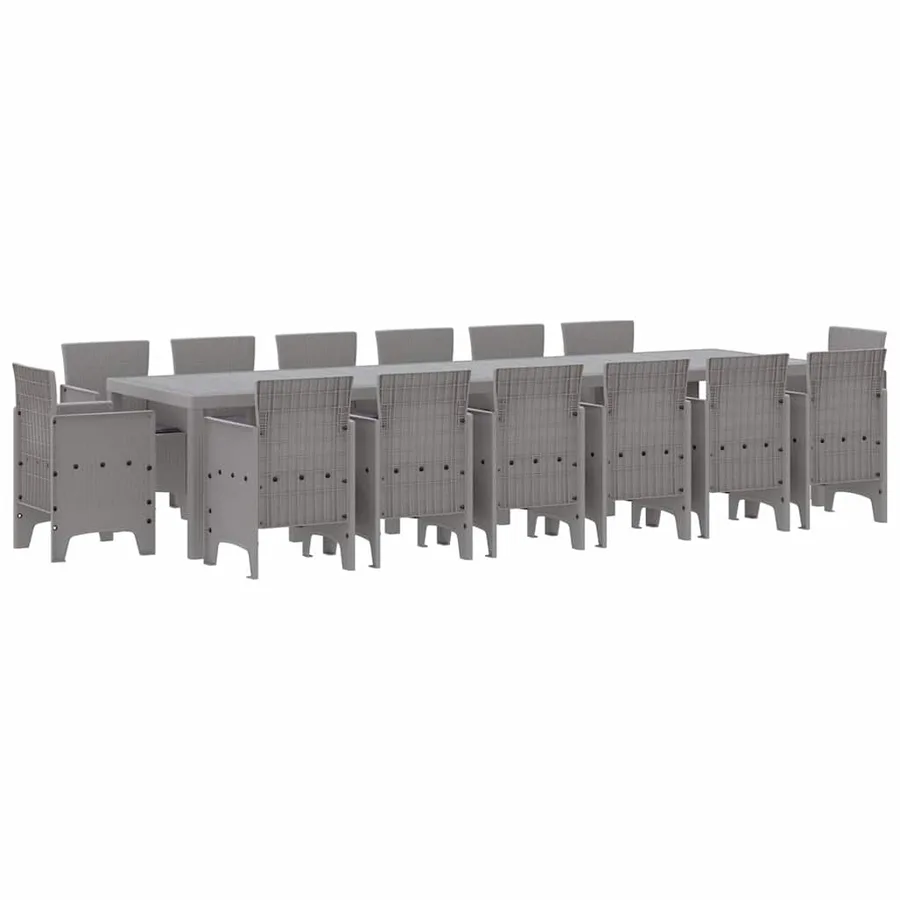 Ensemble de salle à manger pour jardin 15 pcs Gris clair - 2