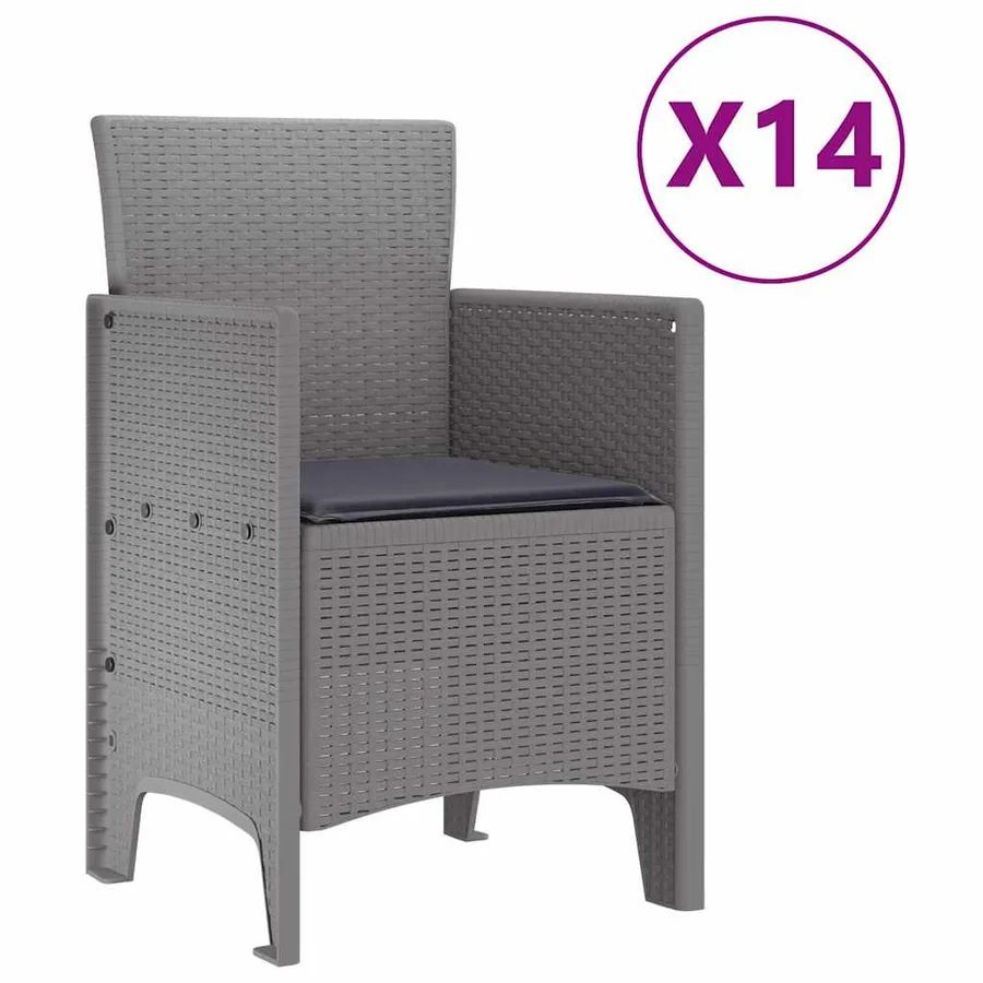 Ensemble de salle à manger pour jardin 15 pcs Gris clair - 5