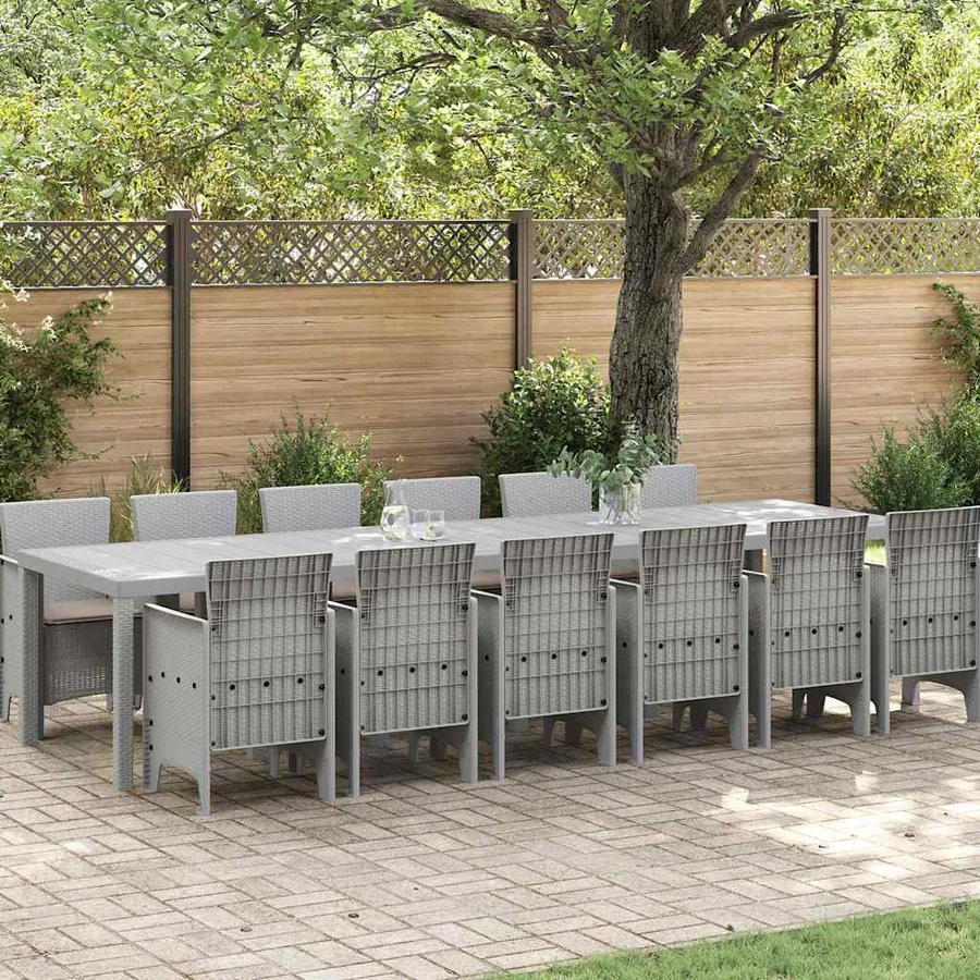 Ensemble de salle à manger pour jardin 13 pcs Gris clair