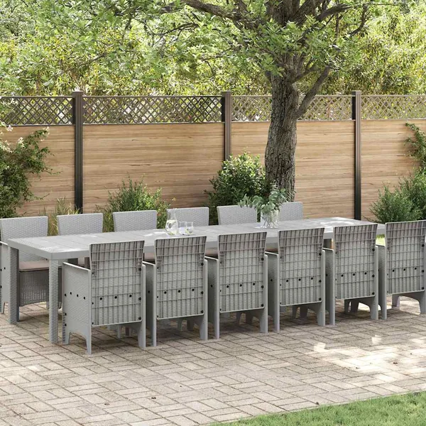 Ensemble de salle à manger pour jardin 13 pcs Gris clair