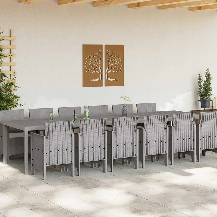 Ensemble de salle à manger pour jardin 13 pcs Gris clair - 3