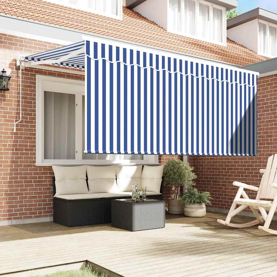 Auvent Rétractable Bleu et Blanc 300 x 200 cm - 3