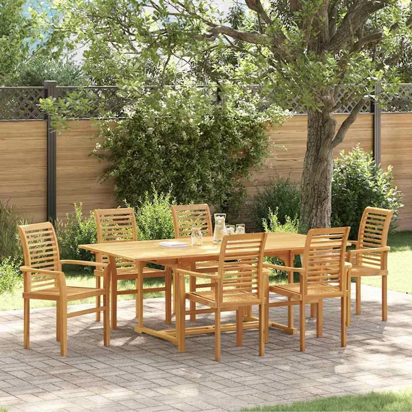 Ensemble de salle à manger pour jardin 7 pcs Marron