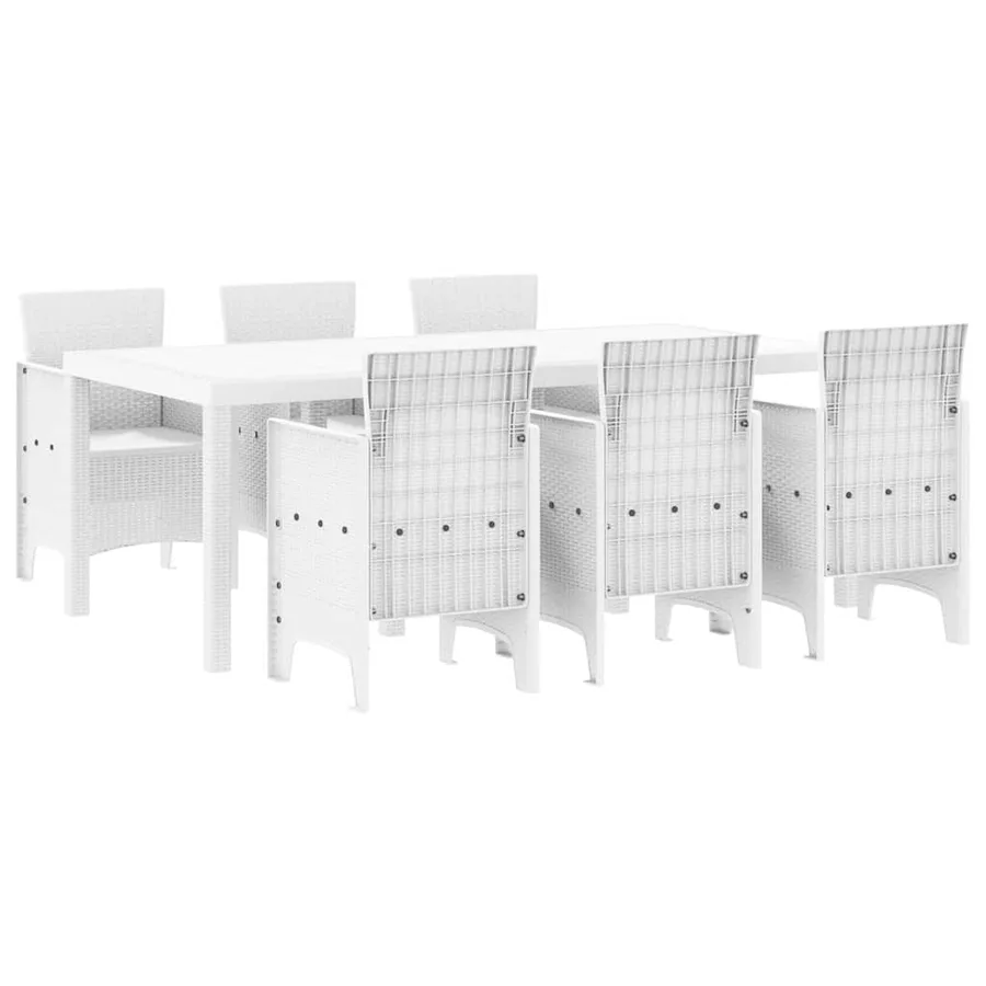 Ensemble de salle à manger pour jardin 7 pcs Blanc - 2