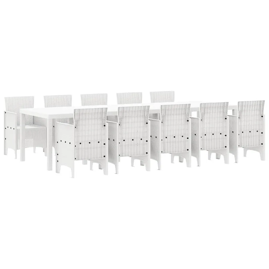 Ensemble de salle à manger pour jardin 11 pcs Blanc - 2