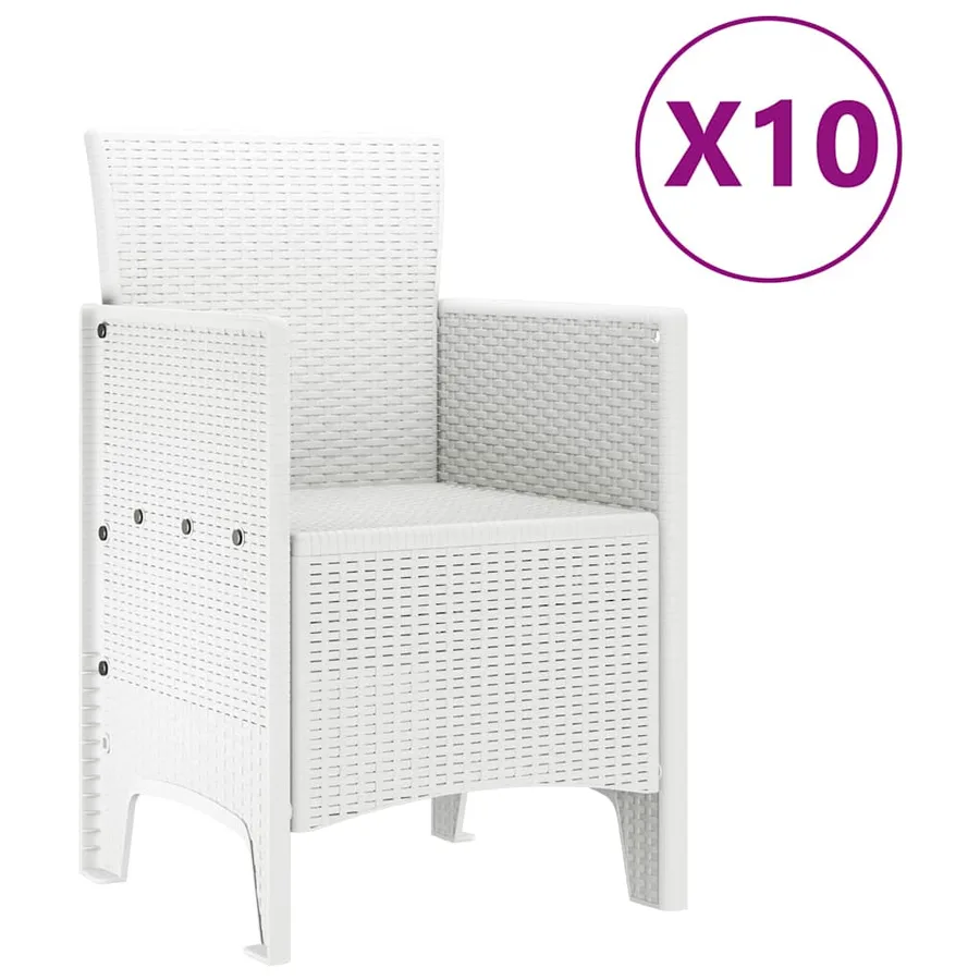Ensemble de salle à manger pour jardin 11 pcs Blanc - 5