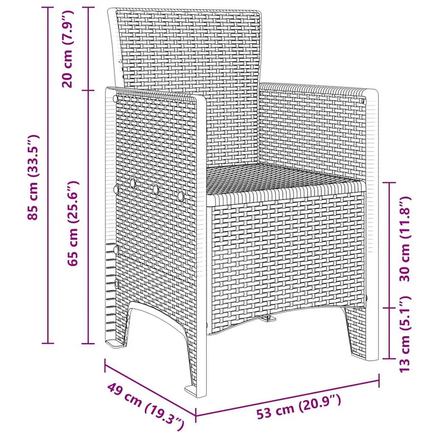 Chaise de jardin 2 pcs Gris clair 53 x 49 x 85 cm Polypropylène - 10